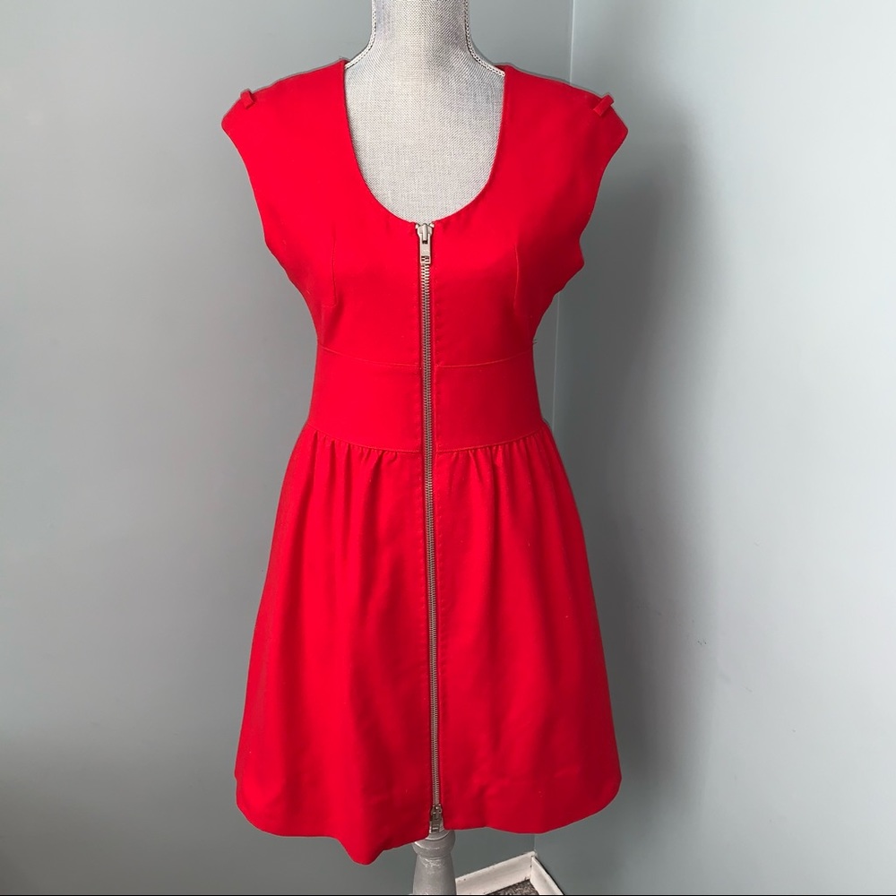 CLUB MONACO size 4 red wool blend mini cocktail dress sleeveless wedding guest
